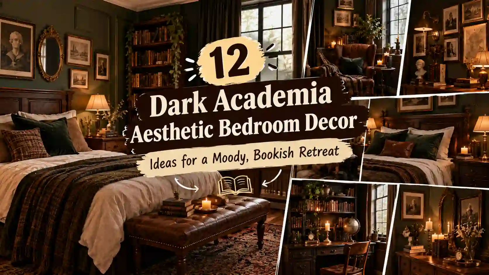 Dark Academia Aesthetic Bedroom Decor